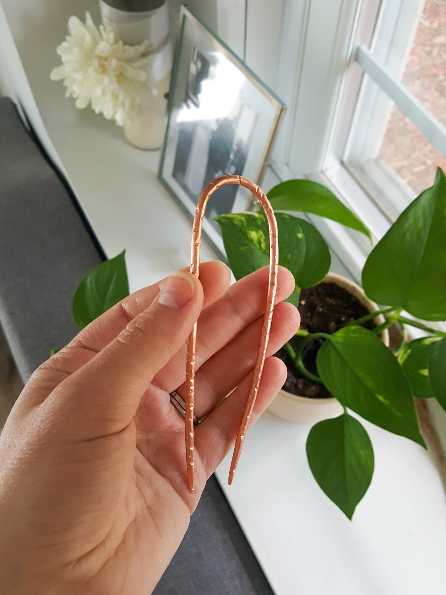 Handmade Hair Pin for bun, Light Weight Copper Hair Fork | Large | Long Hair Accessories, Metal Hair Pin, French Hair Pin, U Pin