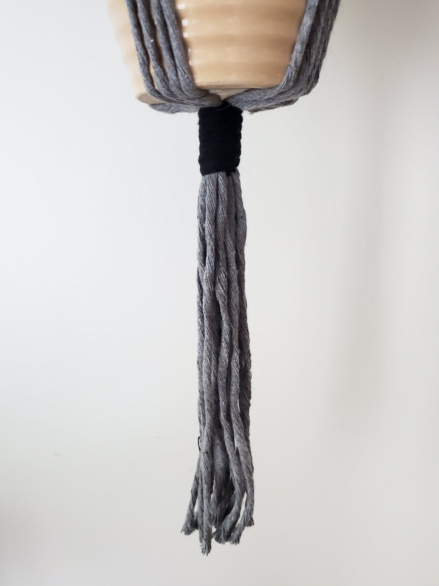 Macrame BOHO plant hanger with tassel, 30 in. More colors available. Recycled cotton, zero waste packaging