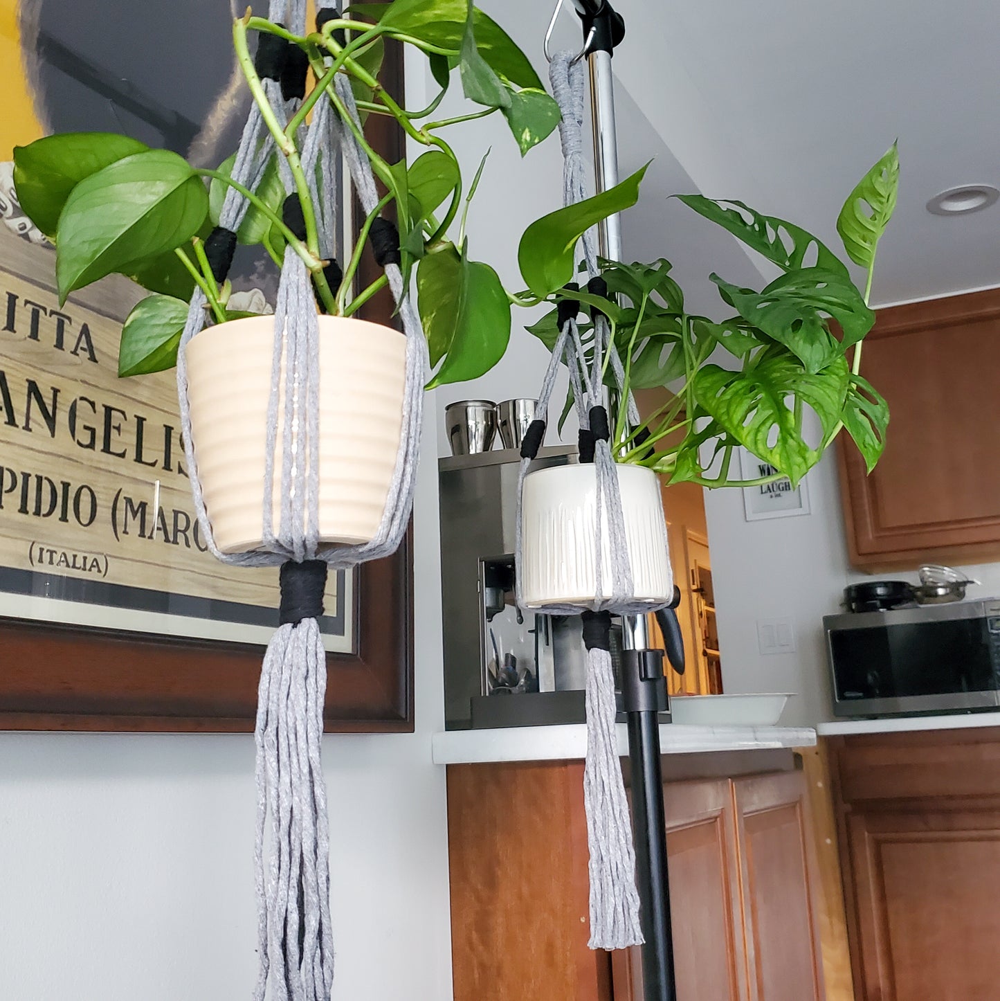 Macrame BOHO plant hanger with tassel, 30 in. More colors available. Recycled cotton, zero waste packaging