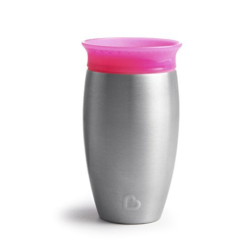 Munchkin Miracle Stainless Steel 360 Sippy Cup, Pink, 1 Count (Pack of 1)