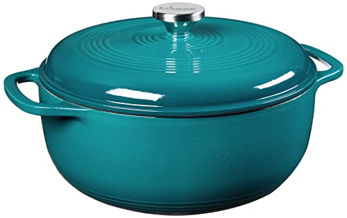 Lodge Enamelware 6 qt. Round Cast Iron Dutch Oven in Blue with Lid