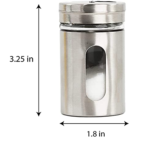 JVLM HOME Premium Glass Salt and Pepper Shakers Dispensers Set with Stainless Steel lids (Stainless Steel)