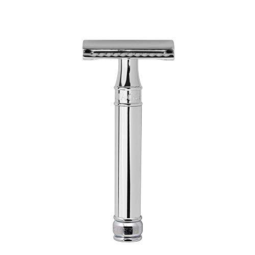 Edwin Jagger Double Edge Safety Razor, Chrome, Regular Handle, 5 blades