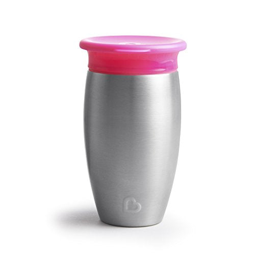 Munchkin Miracle Stainless Steel 360 Sippy Cup, Pink, 1 Count (Pack of 1)