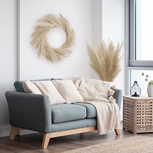 Lozidecor Faux Pampas Wreath for Boho Wall Decor | 27" Large Fall Wreath | Artificial Pampas Grass Wreath for Boho Fall Decor | Home Interior & Exterior Silk Boho Style Design Decoration (Taupe Gray)