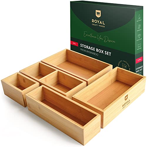 Craft Wood Adjustable Bamboo Drawer Dividers Organizers - Expandable Drawer