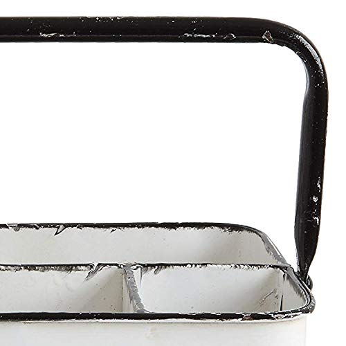 Creative Co-Op Farmhouse Metal Storage Caddy with 6 Compartments and Handle, Distressed White and Black