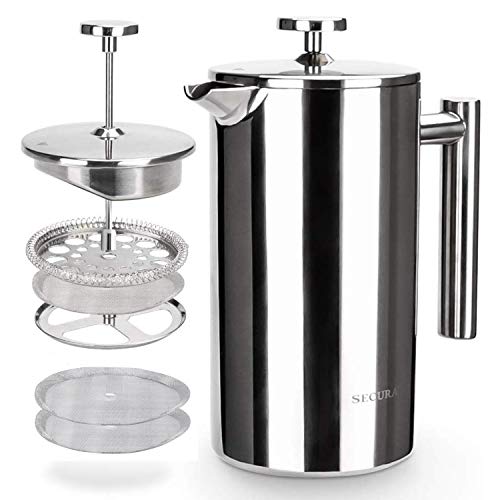 1000ml French Press Coffee Maker Double-Wall 304 Stainless Steel