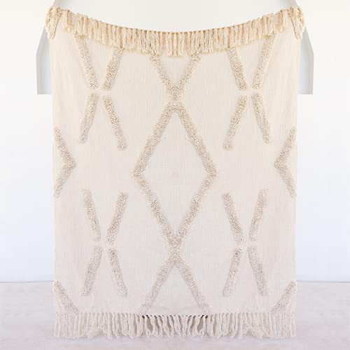 Geo tufted 2025 tassel throw blanket