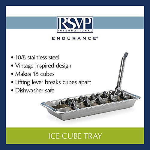 Vintage Inspired Ice Cube Tray, 11" | Levers Remove Cubes | Heavy Duty Stainless Steel | Dishwasher Safe