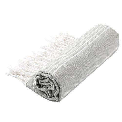 Lightweight 100% Turkish Cotton Super Soft cover up-towel, Quick Dry, travel blanket (37 x 70), Silver Grey