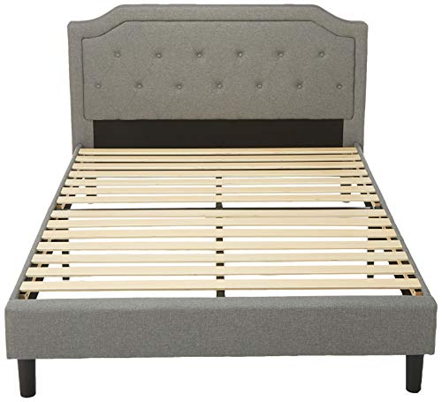 ZINUS Kellen Upholstered Scalloped Platform Bed Frame / Mattress Foundation / Wood Slat Support / No Box Spring Needed / Easy Assembly, Queen