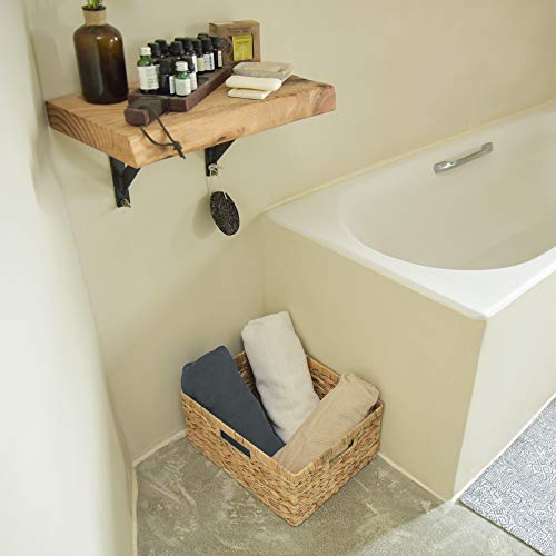 StorageWorks Jumbo Rectangular Wicker Basket, Water Hyacinth Storage Basket with Built-in Handles, 16 ¾ x 13 ¼ x 7 ¾ inches
