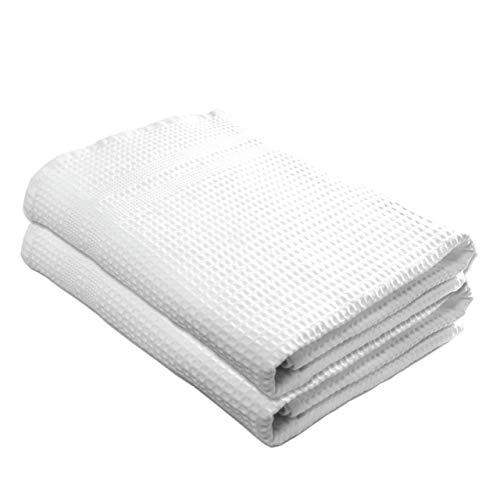 GILDEN TREE Waffle Weave Hand Towels for Bathroom Quick Drying Lint Free  Thin, 2 Pack, Classic Style (White)