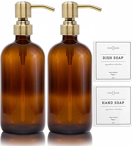 Empty Amber Glass Spray Bottles - 2 Pack - Each Large 16oz Refillable  Bottle is Great for Essential Oils, Plants, Cleaning Solutions, Hair Mister  