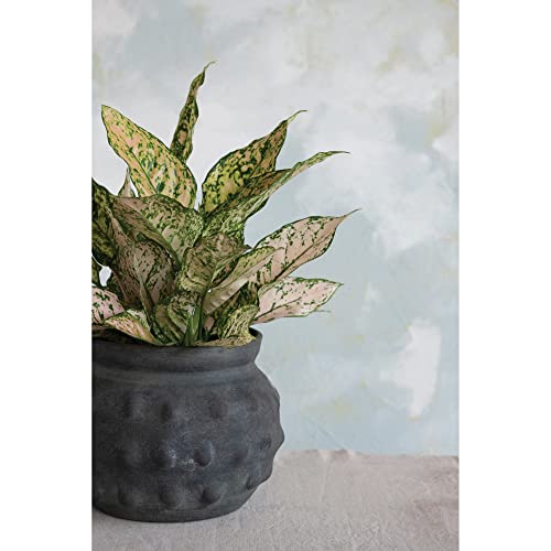 Creative Co-Op Terra-Cotta Raised Dots Vase, 11" L x 11" W x 9" H, Black