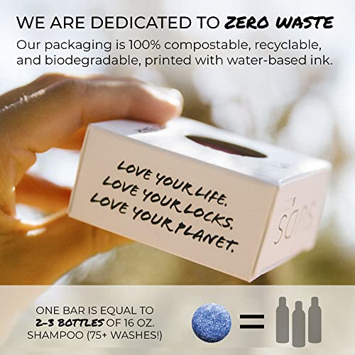 Suds & Co. Zero Waste Shampoo Bar, Plastic Free, SLS Free, All-Natural Shampoo, Sustainable, Eco Friendly Hair Care - Cobalt, 3.0 Ounce