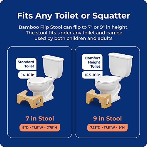 Squatty Potty The Original Toilet Stool - Bamboo Flip, 7" & 9" Height, Brown