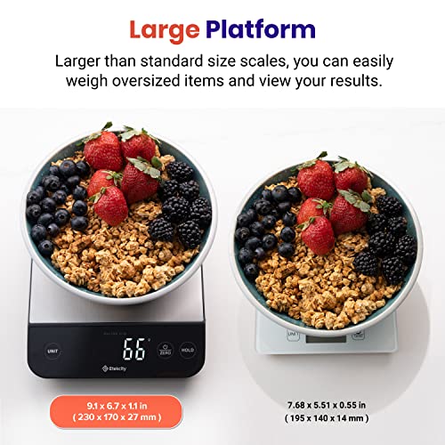 Etekcity Luminary 22lb Food Kitchen Digital Scale for Weight Loss, IPX6 Waterproof, Rechargeable, Ounces and Grams for Cooking Baking, 0.05oz/1g Precise Graduation, 304 Stainless Steel