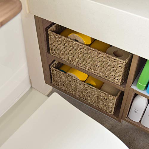 StorageWorks Seagrass Woven Storage Basket, Bathroom Storage Organizer Basket, Toilet Paper Basket, Storage Basket for Toilet Tank Top, 15 ¾"L x 6 ½"W x 4 ¼"H, 2-Pack