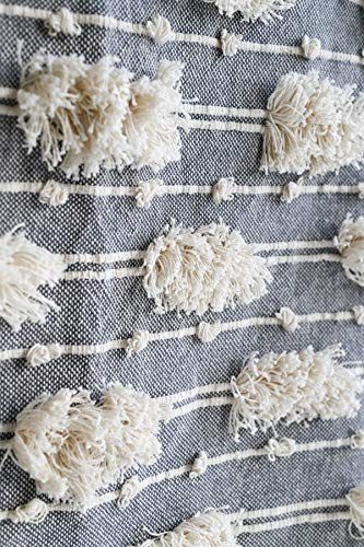 Fab Habitat 100% Cotton Fringe Throw Blanket with Tassels - Breathable All-Season - Warm, Super Soft, Machine Washable - Perfect Accent for Sofa & Bed - Fulton - Gray, 50 x 60