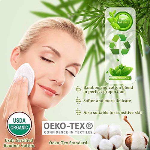 Reusable Makeup Remover Organic Bamboo Cotton Pads 18 Pack Washable