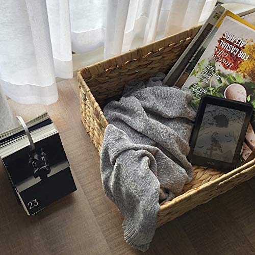 StorageWorks Jumbo Rectangular Wicker Basket, Water Hyacinth Storage Basket with Built-in Handles, 16 ¾ x 13 ¼ x 7 ¾ inches