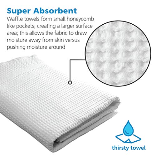 Gilden Tree Waffle Towels Quick Dry Lint Free Thin, Bath Towel 2 Pack, Classic Style (White)