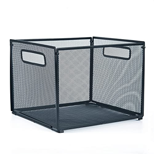 Letter-size Hanging File Folder Organizer,Mesh Metal File Folder Box,Sundries or Toys Storage Box,Black
