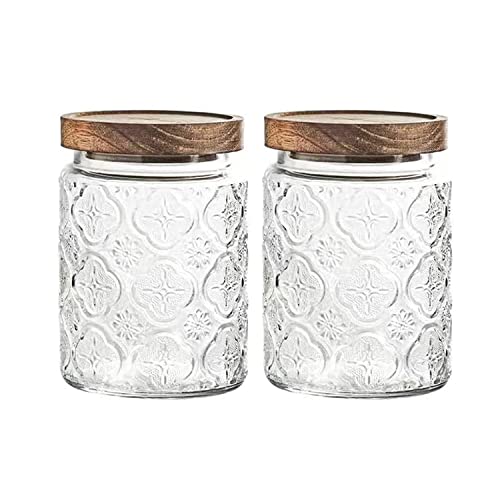 Glass Food Storage Canister With Airtight Cork Lid, Clear Food