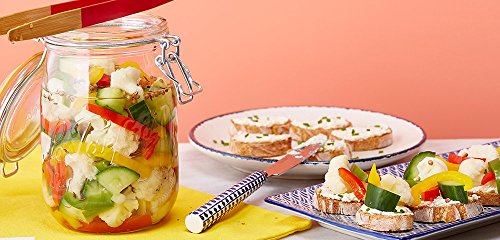 Le Parfait Super Jar - 1L French Glass Canning Jar w/Round Body, Airtight Rubber Seal & Glass Lid, 32oz/Quart (Single Jar) Stainless Wire