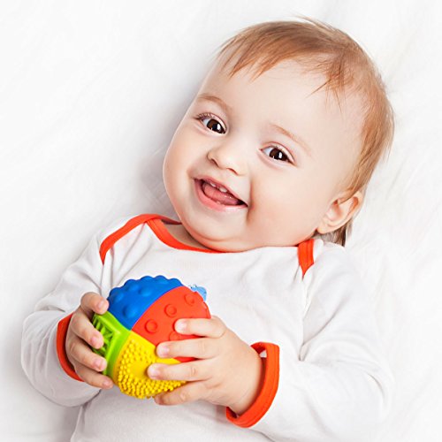 Pure Natural Rubber Sensory Ball (3") RAINBOW - SEALED HOLE, All Natural Sensory Toy, Promotes Sensory Development, Bright Colors, Perfect Bouncer, BPA Free, PVC Free, Hole Free Sensory Ball for Baby