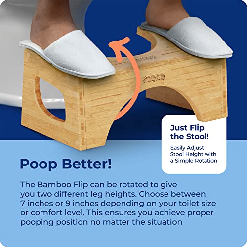 Squatty Potty The Original Toilet Stool - Bamboo Flip, 7" & 9" Height, Brown