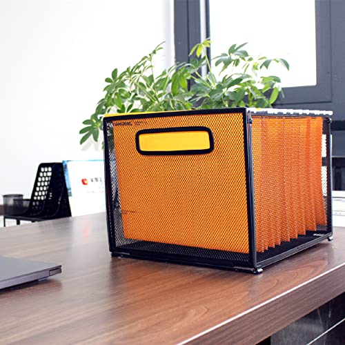 Letter-size Hanging File Folder Organizer,Mesh Metal File Folder Box,Sundries or Toys Storage Box,Black