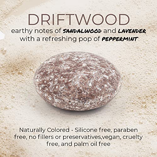 Suds & Co. Solid Shampoo Bar, Zero Waste Shampoo, Natural Shampoo Bar Soap, Sustainable, Eco-Friendly Hair Care - Driftwood, 3.0 Ounce