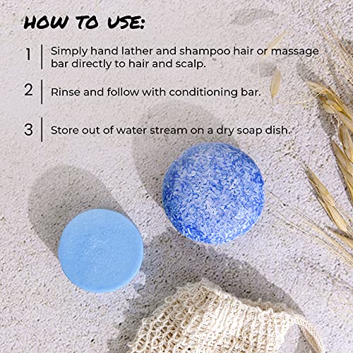 Suds & Co. Zero Waste Shampoo Bar, Plastic Free, SLS Free, All-Natural Shampoo, Sustainable, Eco Friendly Hair Care - Cobalt, 3.0 Ounce