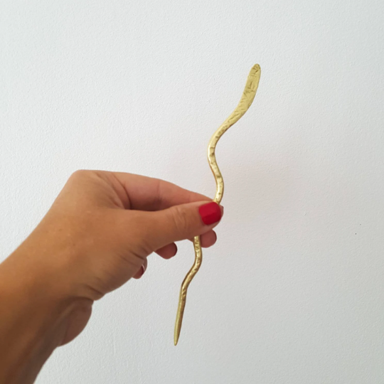 Handmade Hammered Hair Pin for bun, Light Weight Brass Hair Stick | Large | Long Hair Accessories, Boho Metal Hair Pin