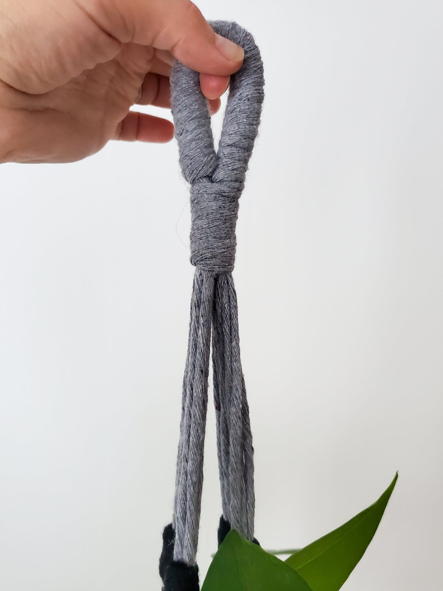 Macrame BOHO plant hanger with tassel, 30 in. More colors available. Recycled cotton, zero waste packaging