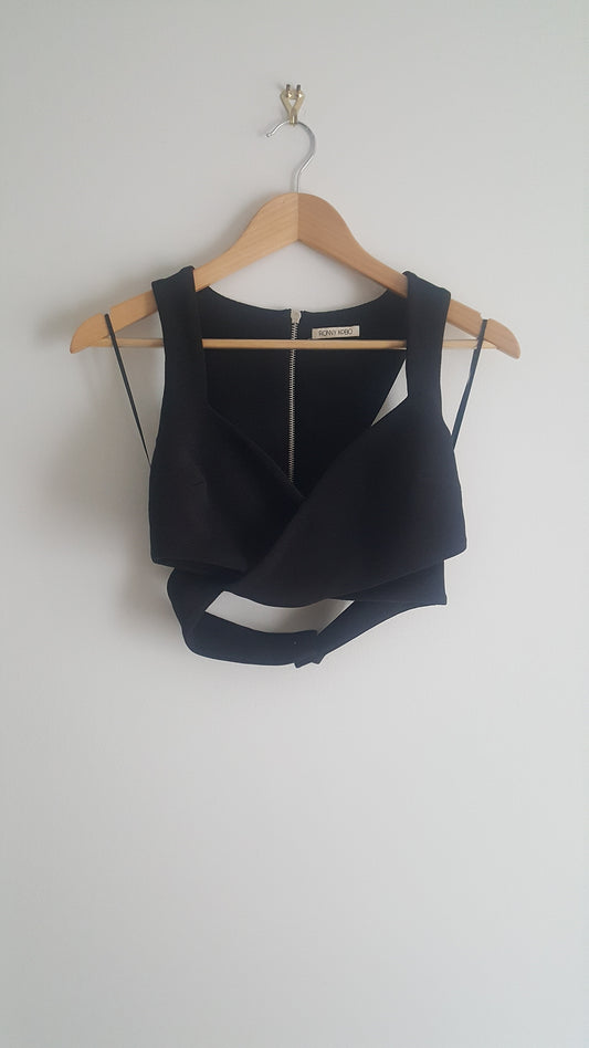 Ronny Kobo sexy top with crisscross on waist, black, size S