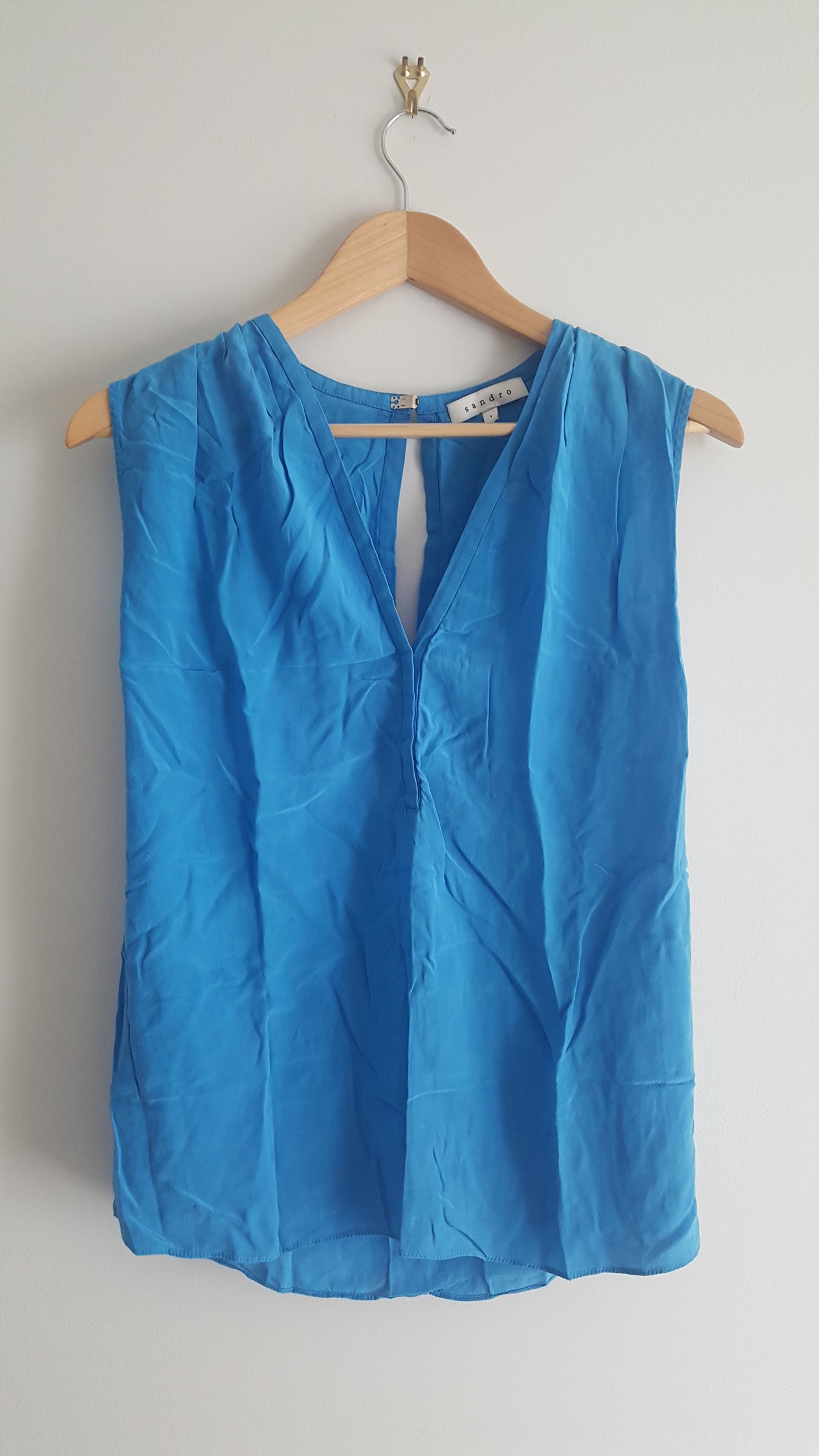 SANDRO 100% Silk Blouse, blue, size 1
