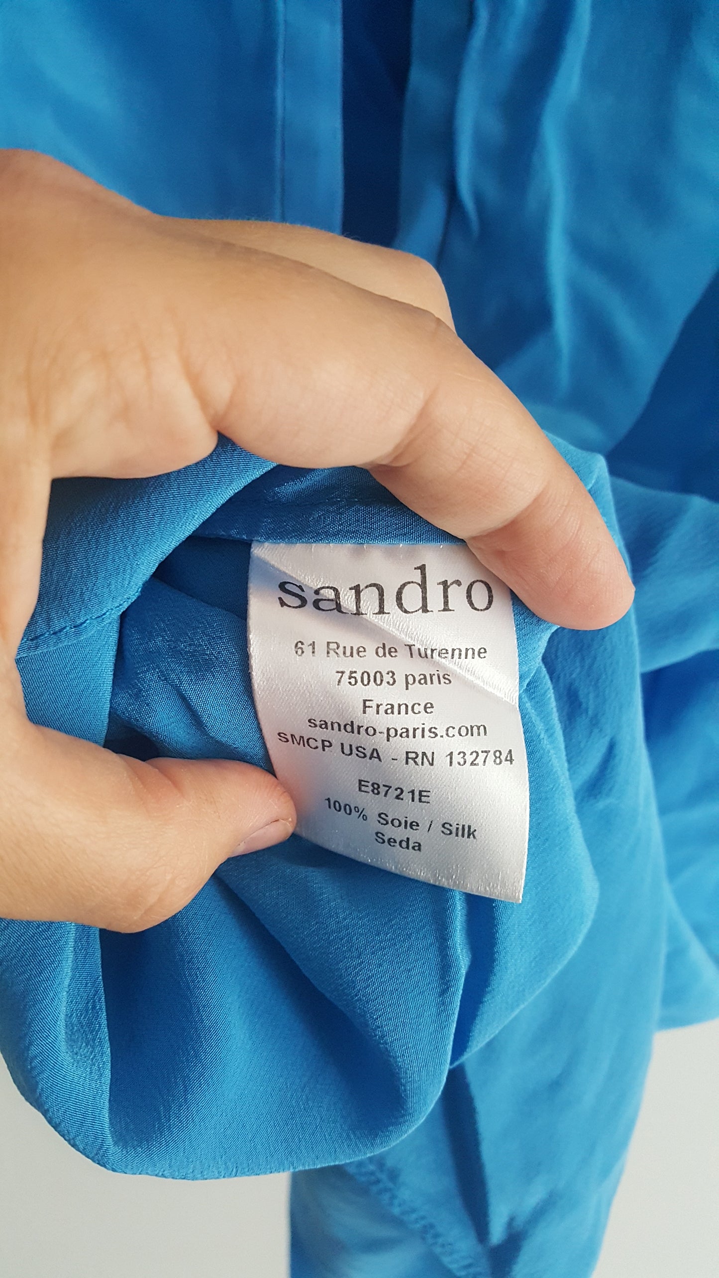 SANDRO 100% Silk Blouse, blue, size 1