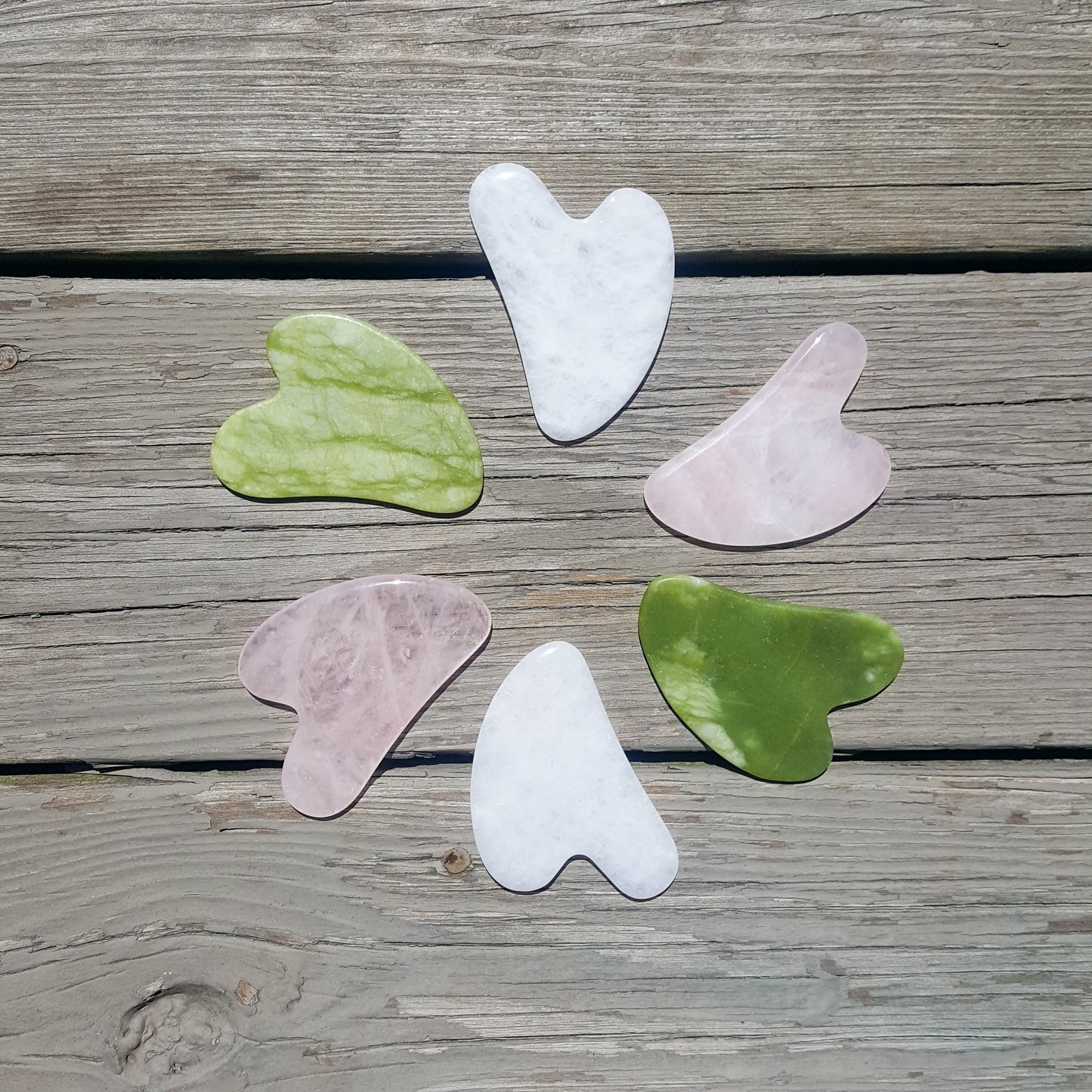 100% Organic Face Lifting Set, Vegan, w/ real crystal GUA SHA (green jade, white jade, rose quartz) | anti-aging