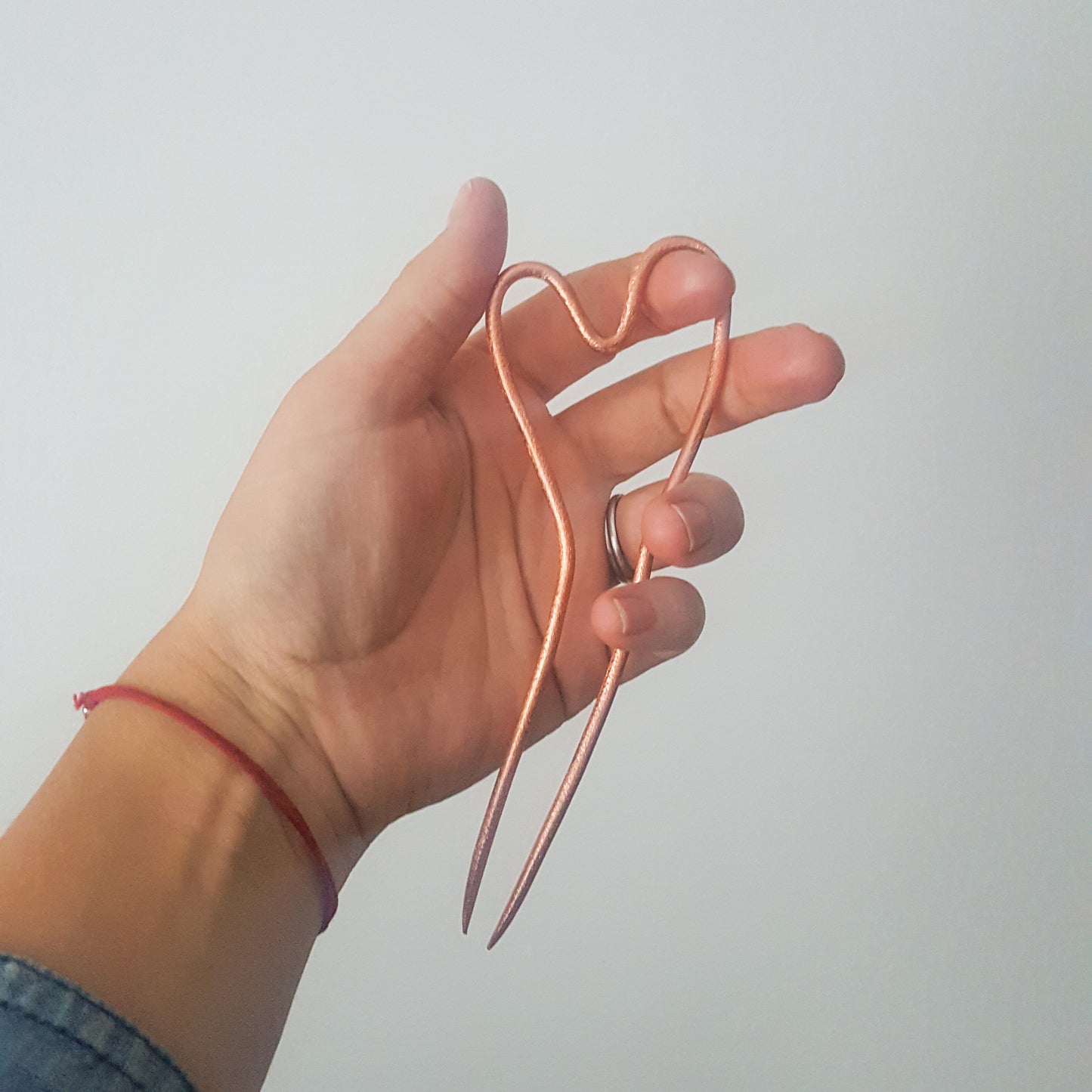 Boho Copper HEART Handmade Hair Pin for bun | Minimalist Long Hair Accessories, Metal Hair Stick