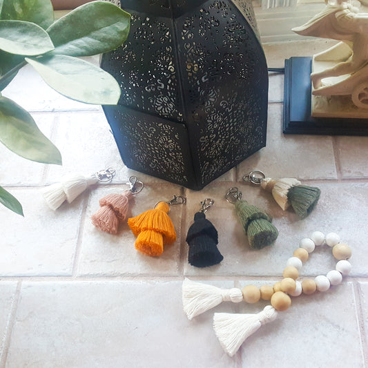 Boho keychain tassel, purse tassel charm, bag tassel, boho accessories