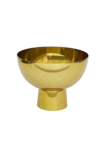 Serene Spaces Living Large Gold Pedestal Bowl, Decorative Compote Bowl Vase for Centerpiece, Metal Vase for Home Decor, Wedding, Parties, Floral Arrangements, Measures 7" Diameter & 5.5" Tall