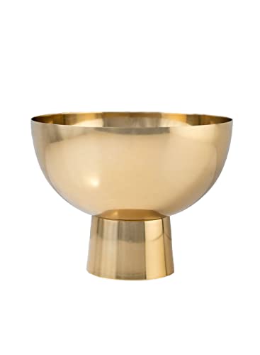 Serene Spaces Living Large Gold Pedestal Bowl, Decorative Compote Bowl Vase for Centerpiece, Metal Vase for Home Decor, Wedding, Parties, Floral Arrangements, Measures 7" Diameter & 5.5" Tall