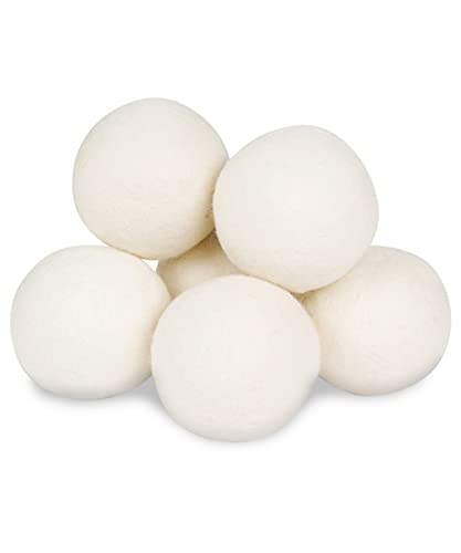 Wool Dryer Balls - 6-Pack - XL Premium Natural Fabric Softener, Laundry Balls for Dryer