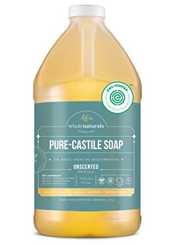 EWG Verified & Certified Palm Oil Free, Castile Liquid Soap - 64 oz. - Unscented, with Carrier Organic Oils