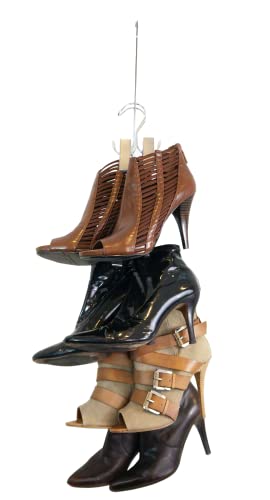NEW IMPROVED SYSTEM- Boot Stax: Vertical Hanging Boot Rack, Boot Storage, Boot Organizer: 1 Vertical Rod that Swivels + 6 Silver Boot Hangers (Silver)