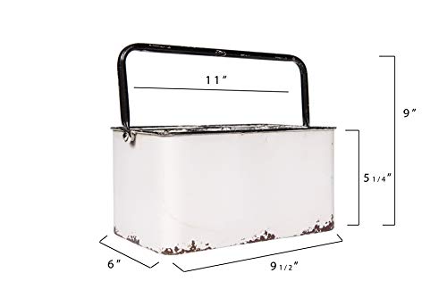 Creative Co-Op Farmhouse Metal Storage Caddy with 6 Compartments and Handle, Distressed White and Black